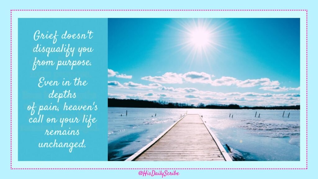 Grieving With Purpose: When Pain Doesn’t Cancel Your Calling 4 Wooden pier leading into a sunlit frozen lake, symbolizing the path forward in healing after loss.