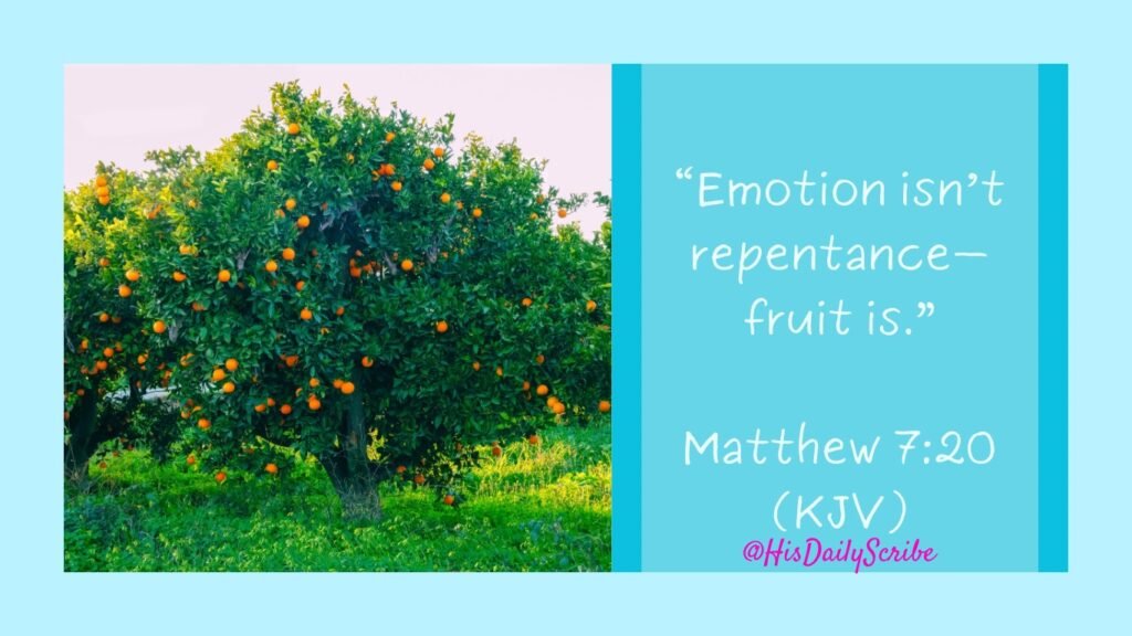 Vibrant orange tree full of fruit in a green orchard, symbolizing spiritual fruit