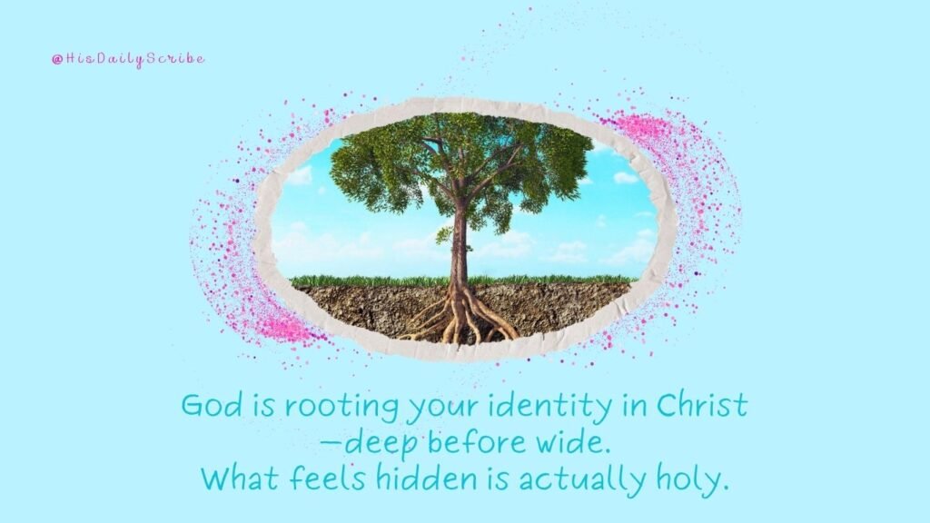 Planted With Purpose: Rooting Your Identity in Christ Before You Rise 4 Tree above ground with deep roots underground and text about being rooted in identity.