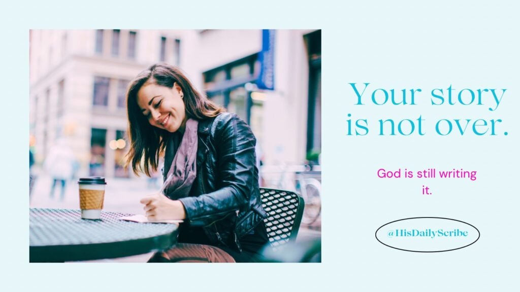 God’s Purpose in Brokenness: Beauty From Ashes for the Hurting Woman 6 Smiling woman journaling in a notebook symbolizing your story is not over, God is still writing it