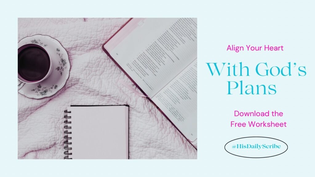 God’s Purpose in Brokenness: Beauty From Ashes for the Hurting Woman 7 Bible and journal flatlay with coffee cup encouraging women to align their heart with God’s plans