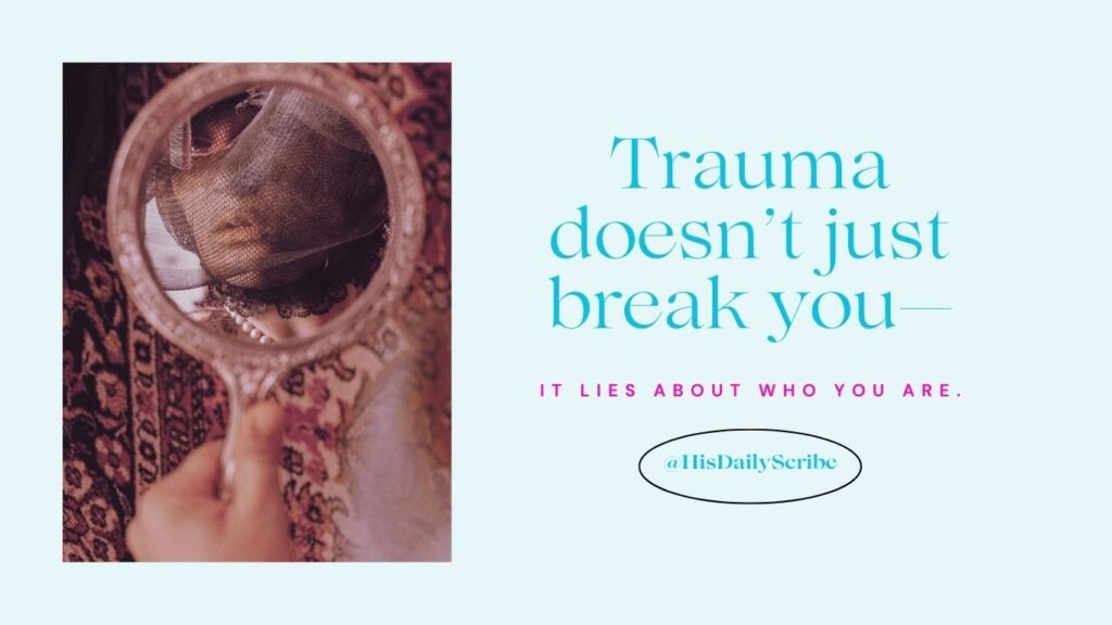 Symbolic image of veiled face in mirror representing trauma and spiritual distortion