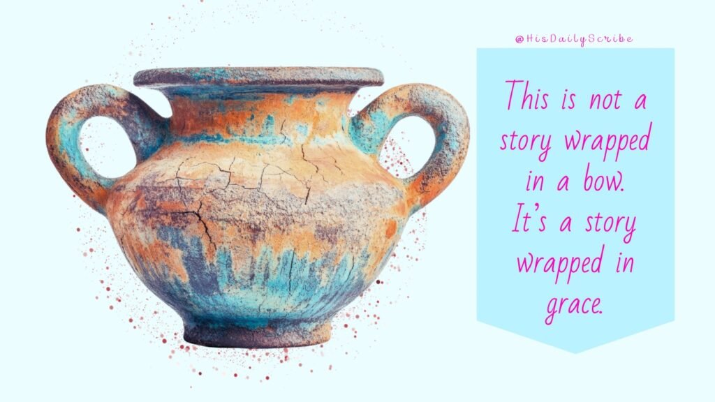 A cracked and worn pottery vase